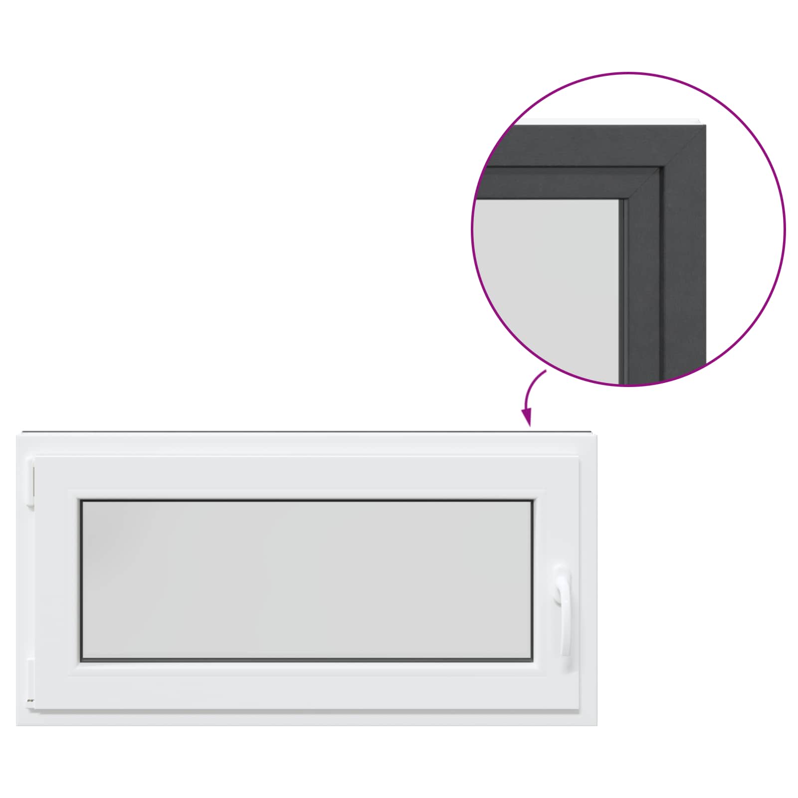 Kelderraam RISOR 100 x 50 cm PVC en glas Antracietkleurig – afbeelding 8