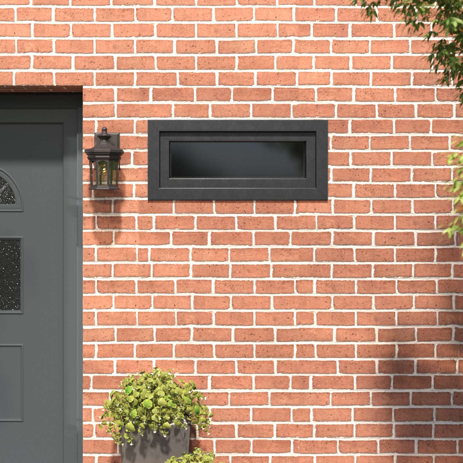 Kelderraam RISOR 90 x 40 cm PVC en glas Antracietkleurig