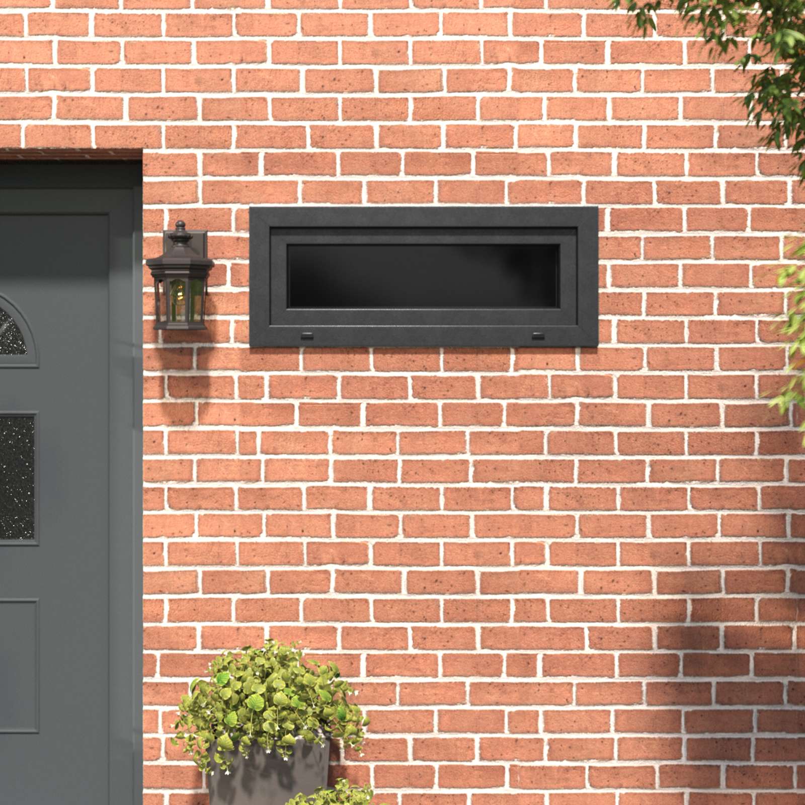 Kelderraam RISOR 110 x 40 cm PVC en glas Antracietkleurig