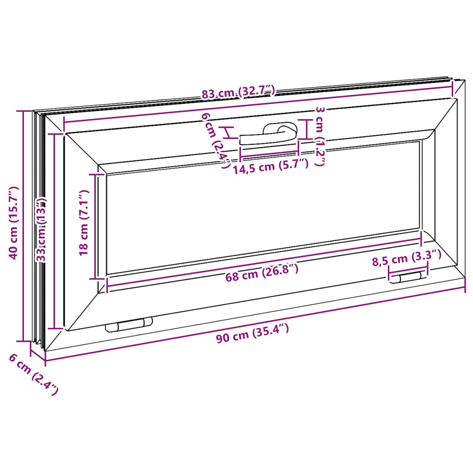 Kelderraam RISOR 90 x 40 cm PVC en glas Antracietkleurig – afbeelding 12