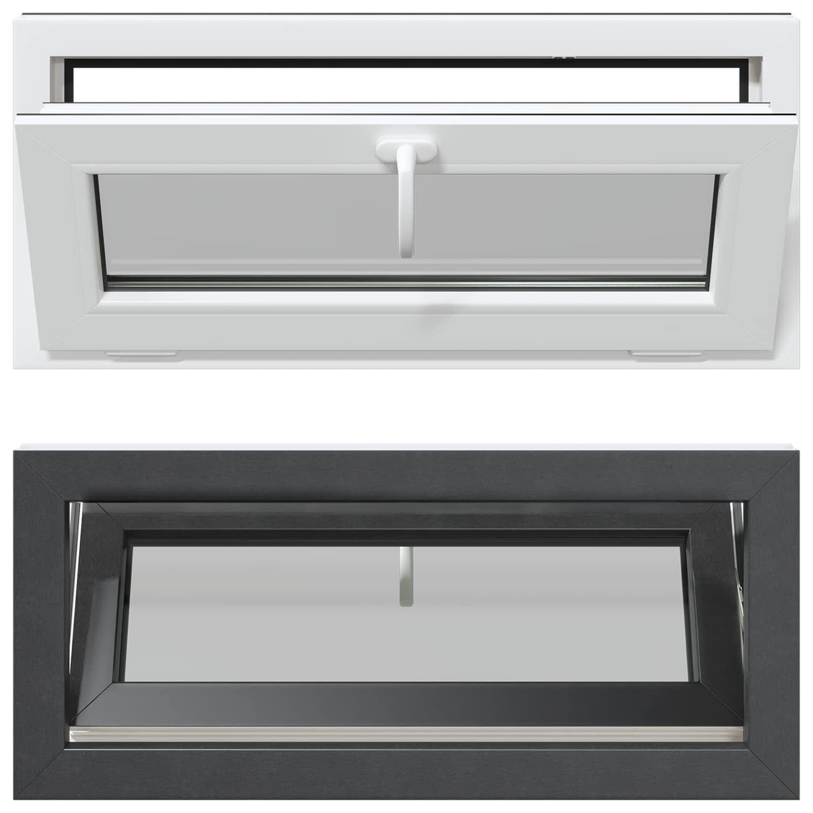 Kelderraam RISOR 90 x 40 cm PVC en glas Antracietkleurig – afbeelding 2