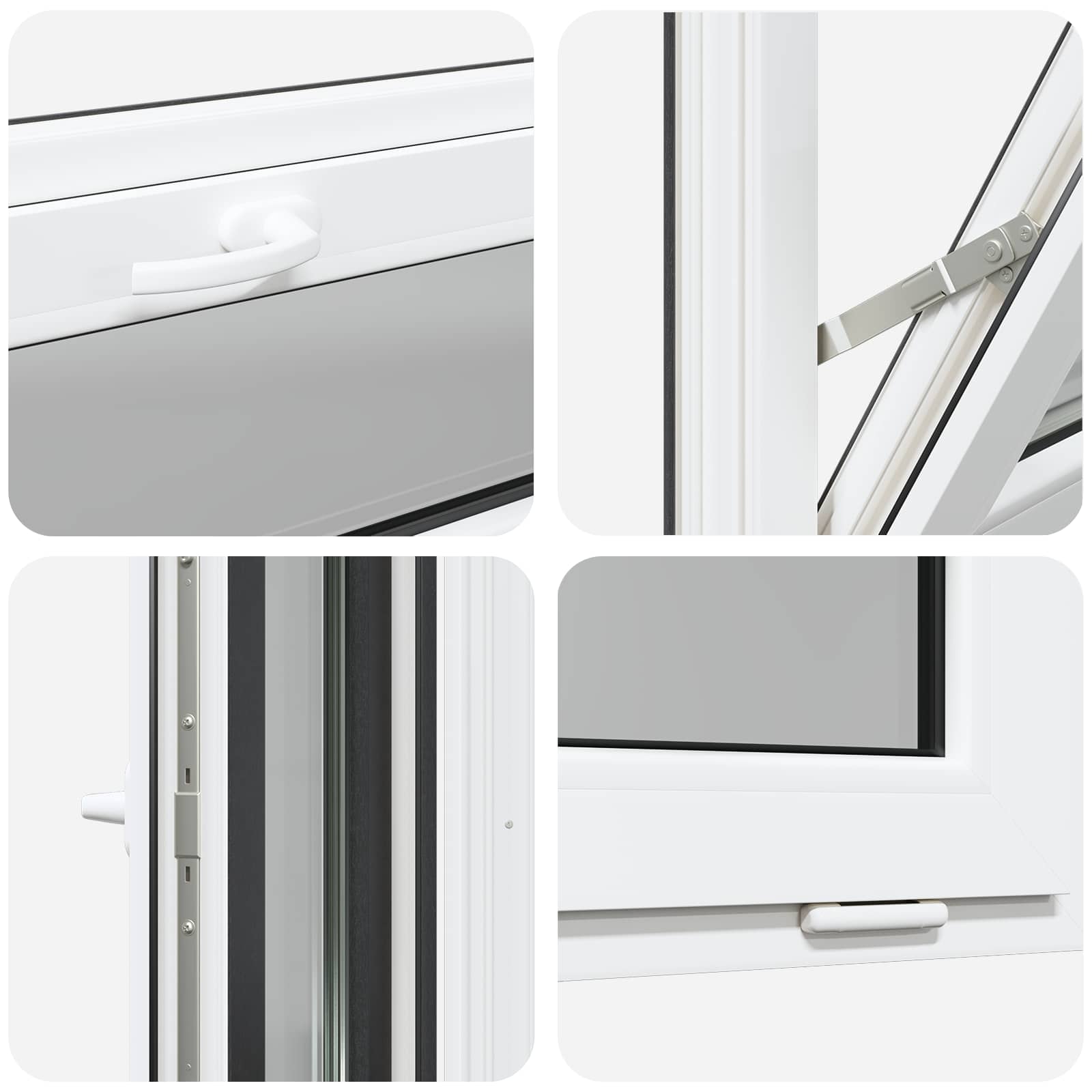 Kelderraam RISOR 90 x 40 cm PVC en glas Antracietkleurig – afbeelding 7