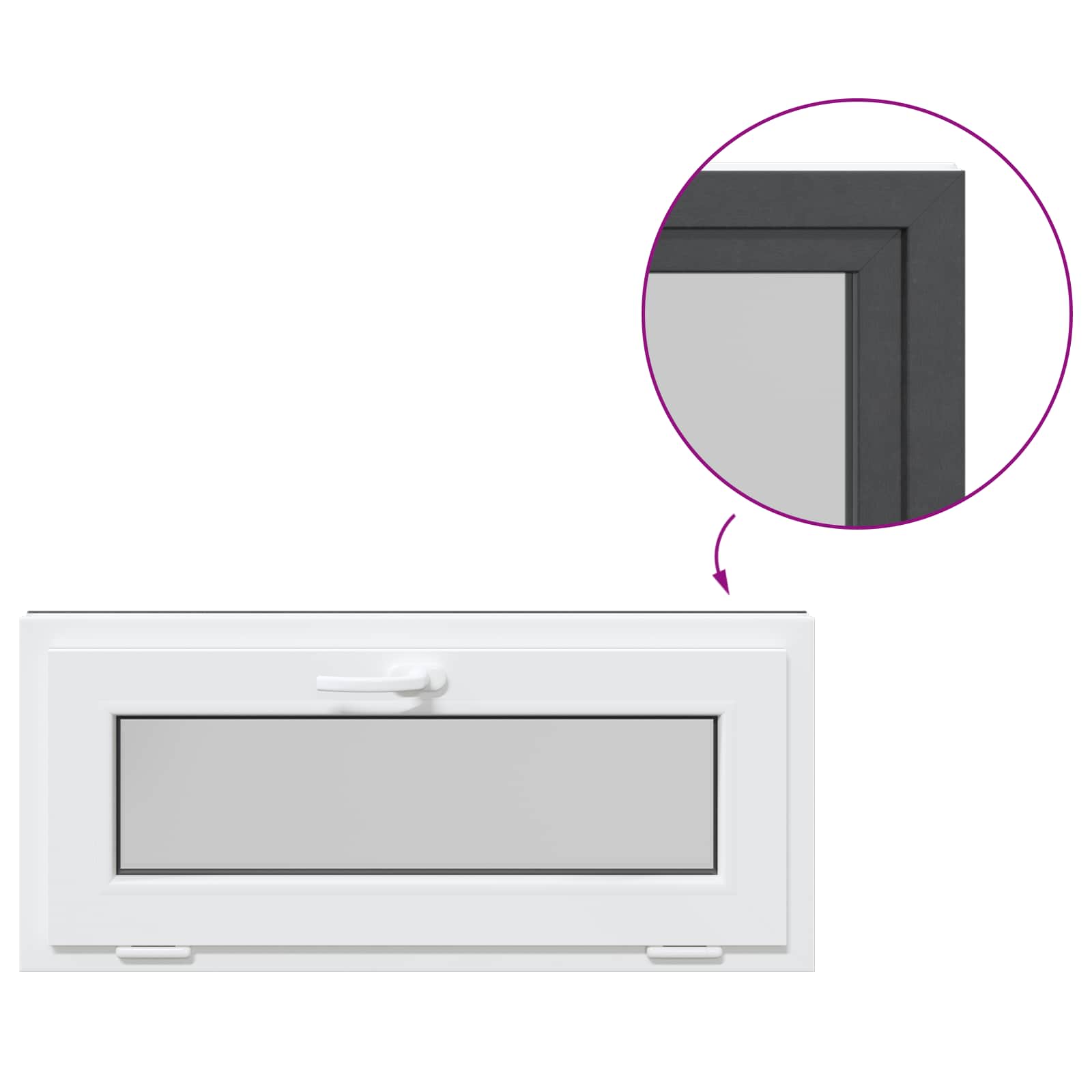 Kelderraam RISOR 90 x 40 cm PVC en glas Antracietkleurig – afbeelding 8