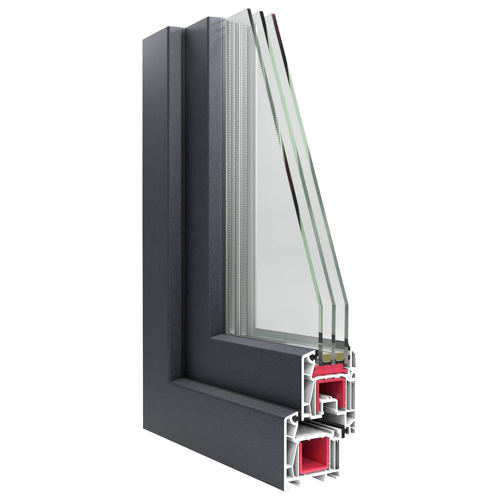 Kelderraam RISOR 90 x 40 cm PVC en glas Antracietkleurig – afbeelding 9