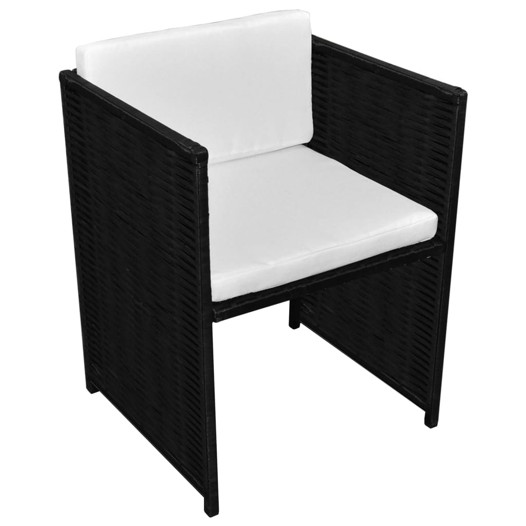 3-delige Bistroset met kussens poly rattan zwart – afbeelding 6