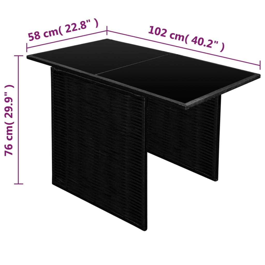 3-delige Bistroset met kussens poly rattan zwart – afbeelding 9