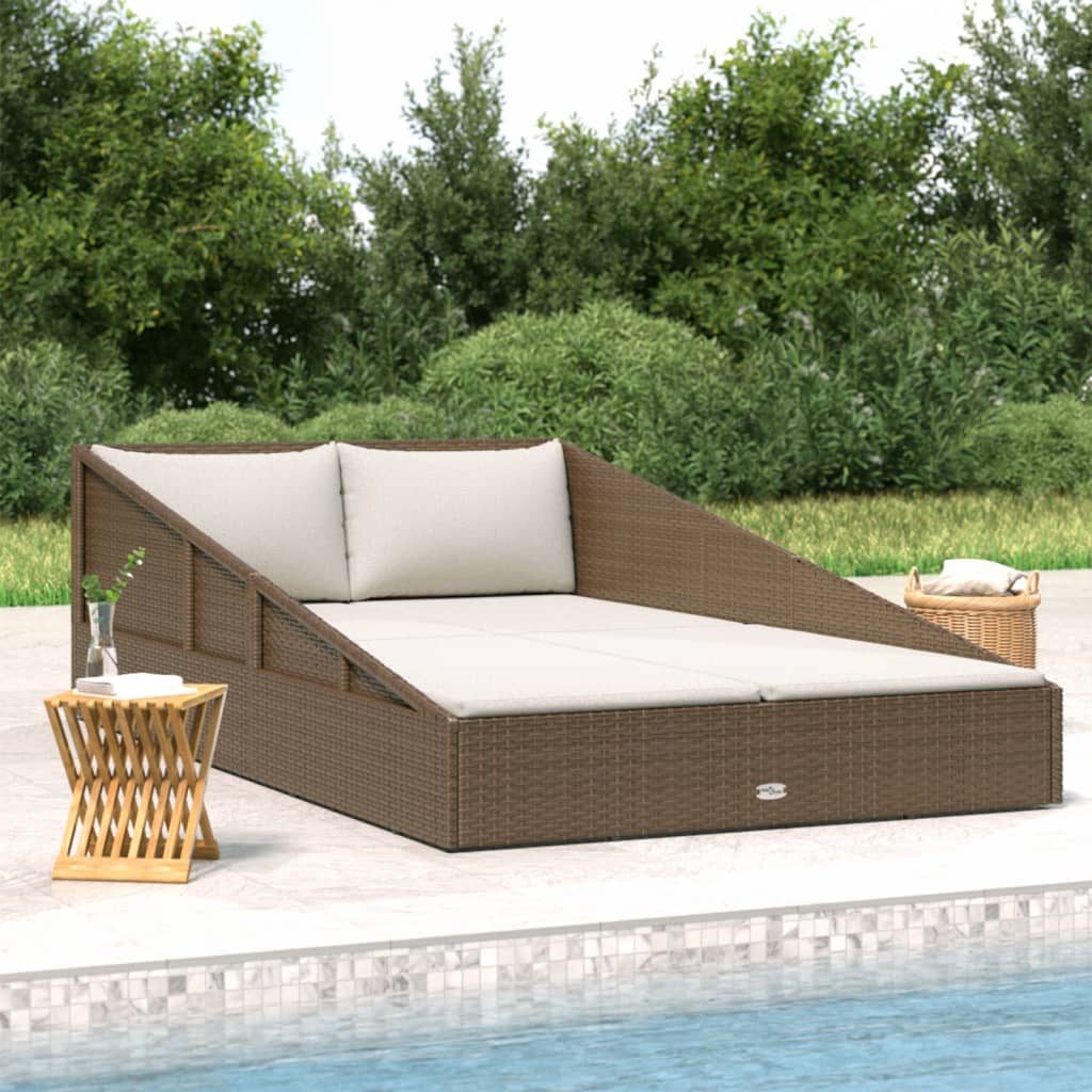 Tuinbed 110x200 cm poly rattan bruin
