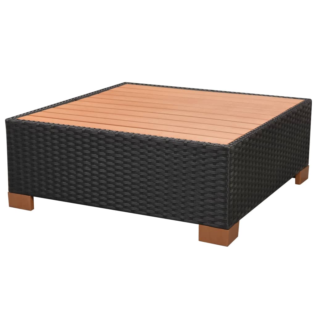 7-delige Loungeset met kussens poly rattan zwart – afbeelding 11