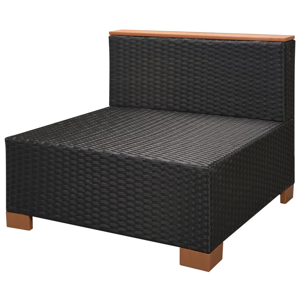 7-delige Loungeset met kussens poly rattan zwart – afbeelding 12