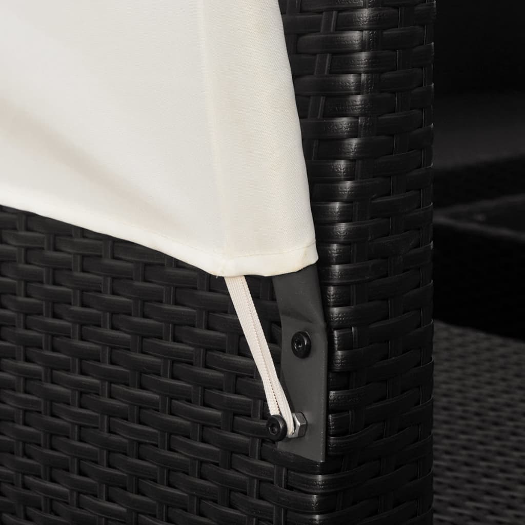 9-delige Loungeset met luifels poly rattan zwart – afbeelding 5
