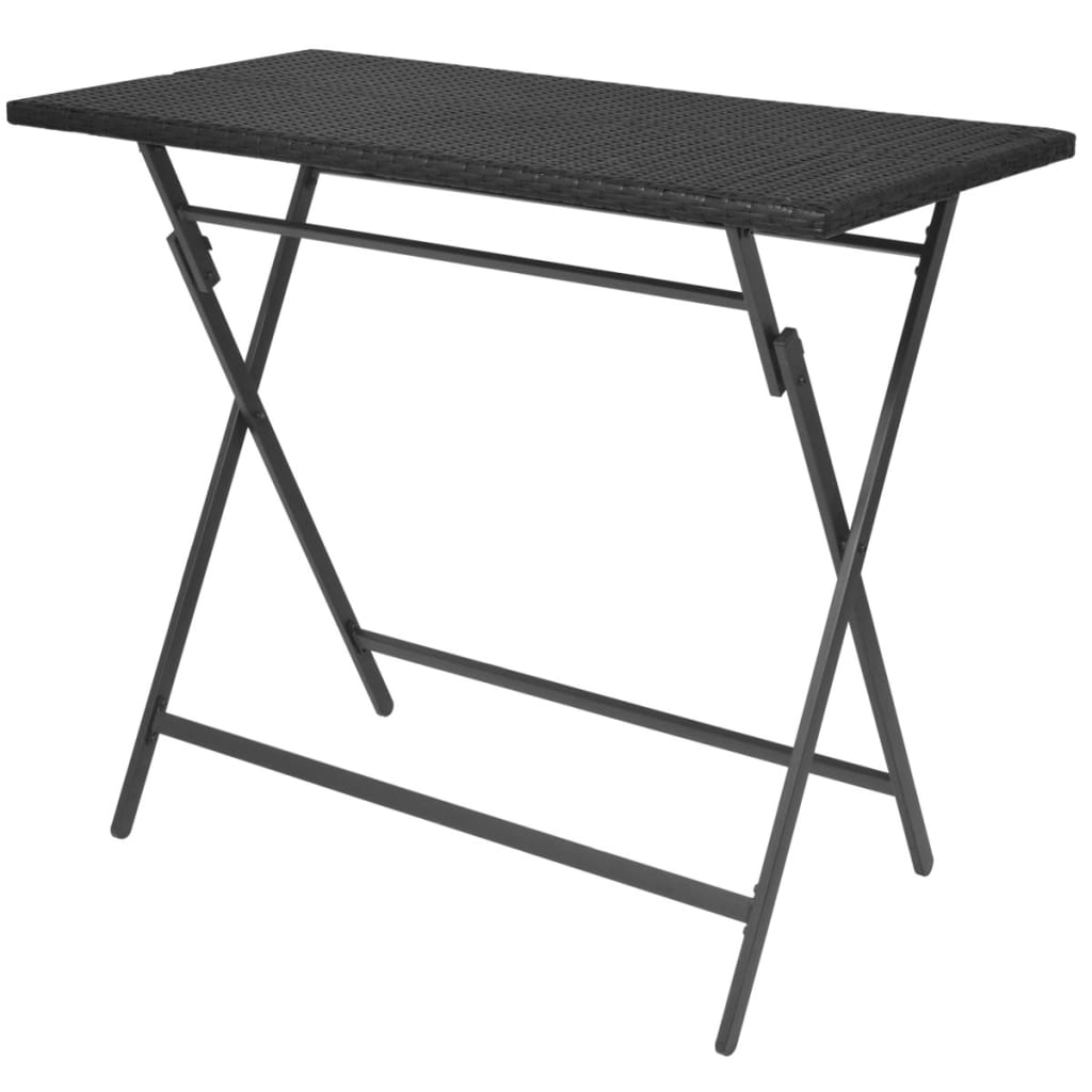 7-delige Tuinset inklapbaar staal poly rattan zwart – afbeelding 4