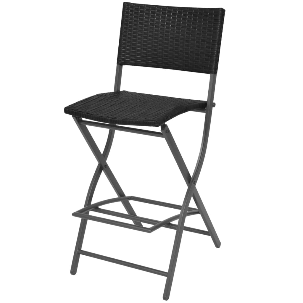 7-delige Tuinset inklapbaar staal poly rattan zwart – afbeelding 6