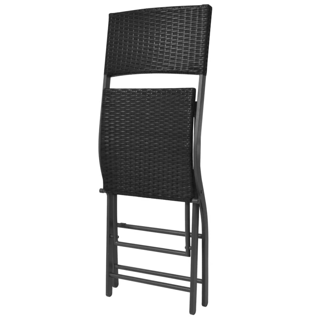 7-delige Tuinset inklapbaar staal poly rattan zwart – afbeelding 7