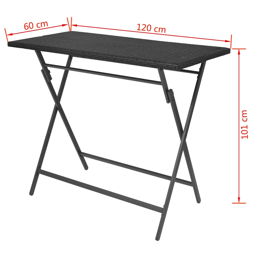 7-delige Tuinset inklapbaar staal poly rattan zwart – afbeelding 8