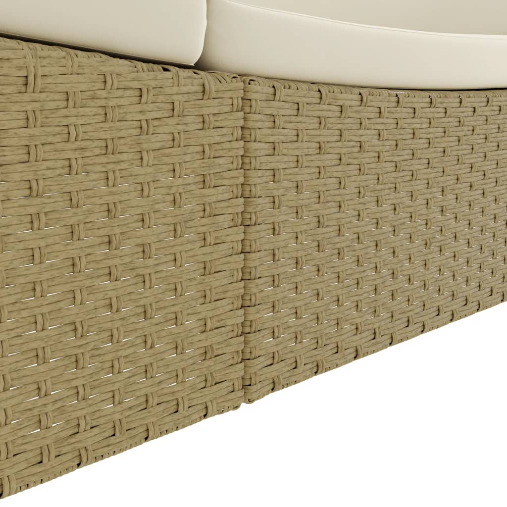 Loungebed poly rattan beige – afbeelding 10