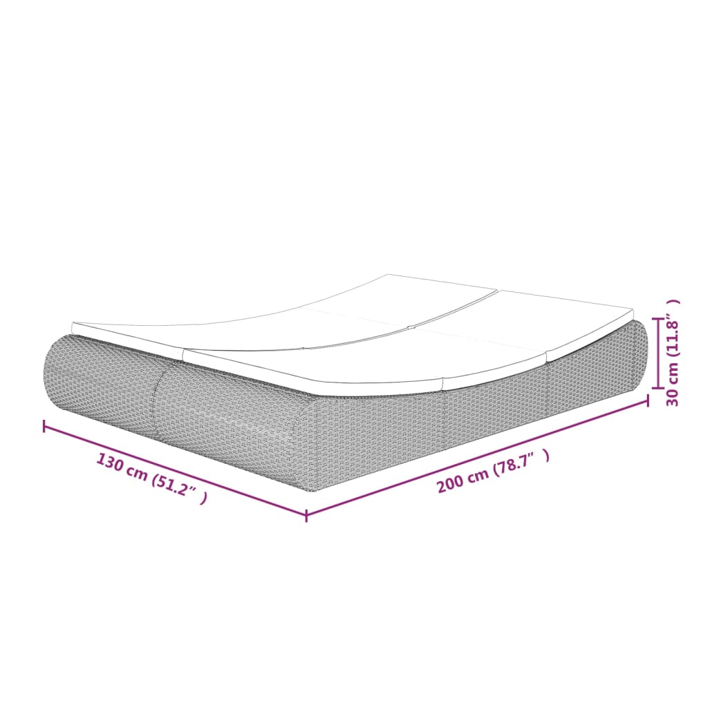 Loungebed poly rattan beige – afbeelding 12