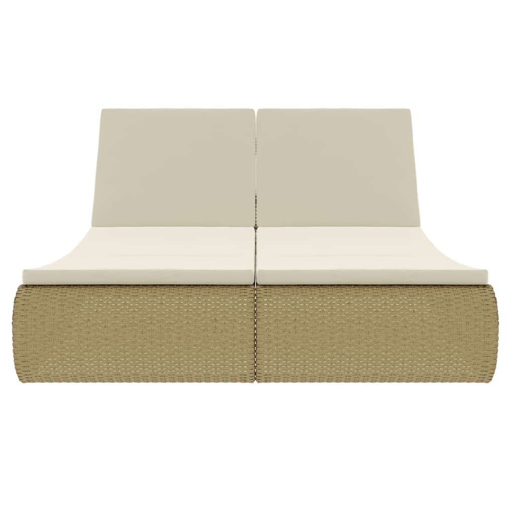 Loungebed poly rattan beige – afbeelding 3