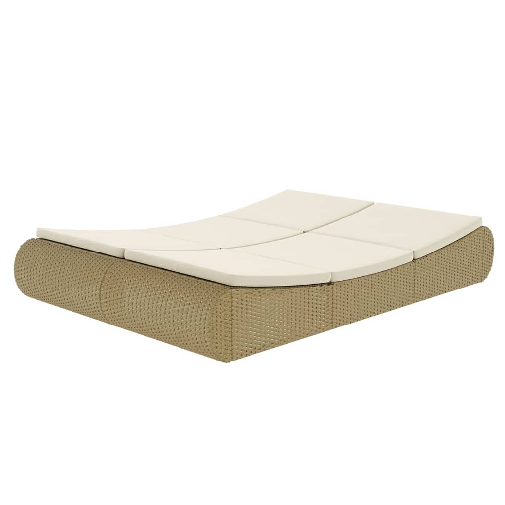 Loungebed poly rattan beige – afbeelding 4