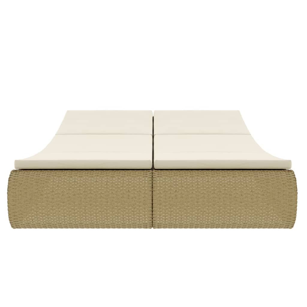 Loungebed poly rattan beige – afbeelding 5