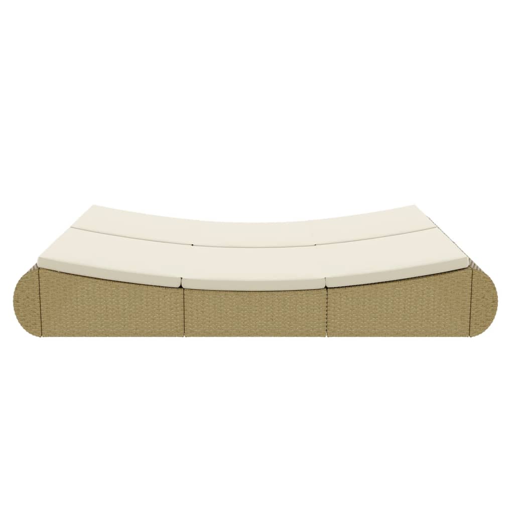 Loungebed poly rattan beige – afbeelding 6
