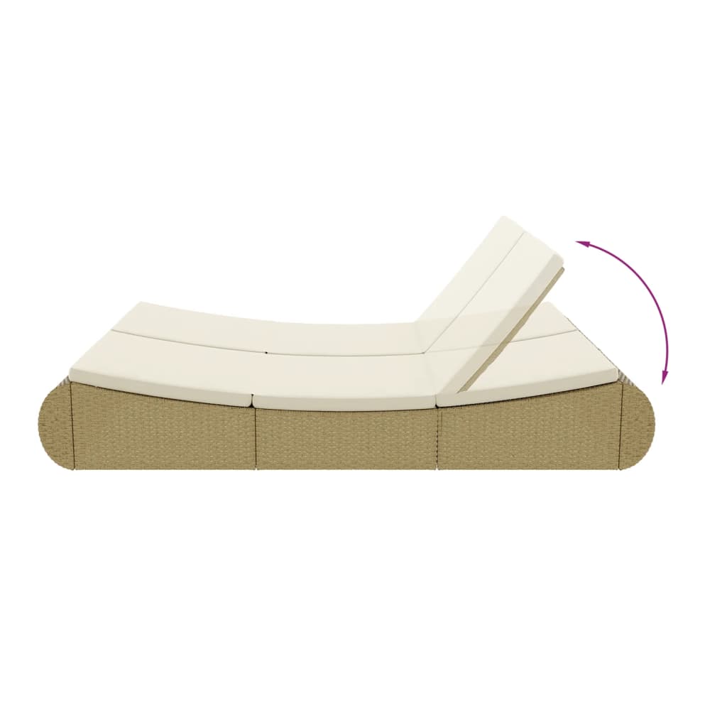 Loungebed poly rattan beige – afbeelding 8