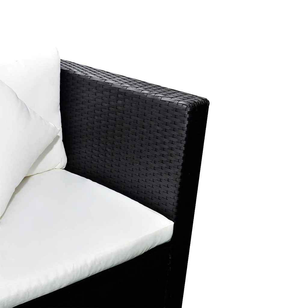 4-delige Loungeset met kussens poly rattan zwart – afbeelding 3