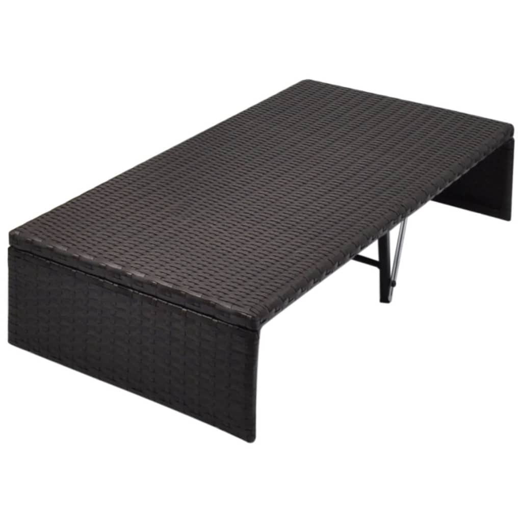 Tuinbed met luifel 190x130 cm poly rattan bruin – afbeelding 6