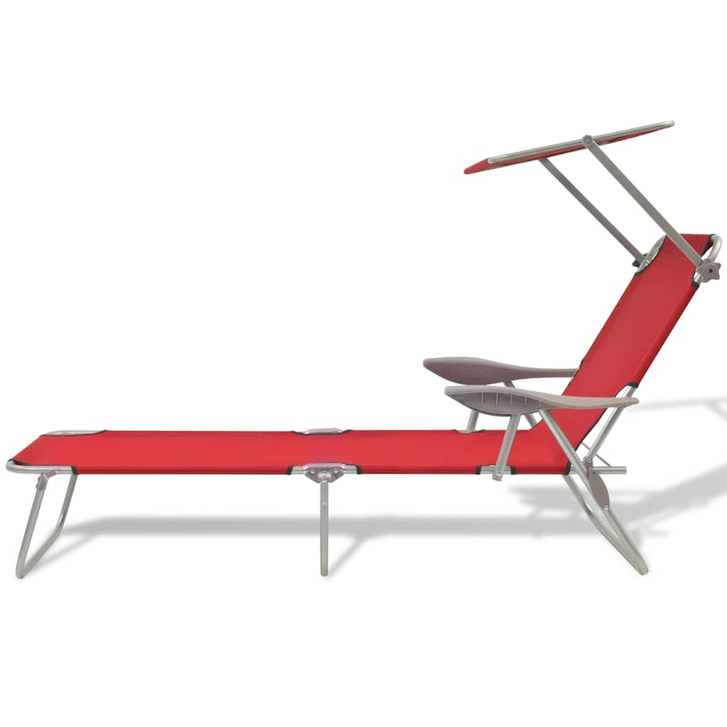 Ligbed met luifel staal rood – afbeelding 2