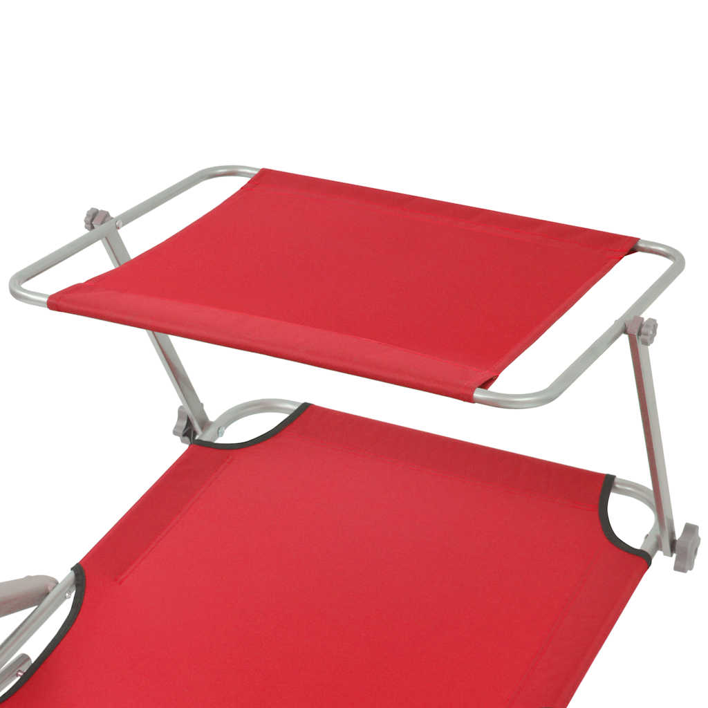 Ligbed met luifel staal rood – afbeelding 3
