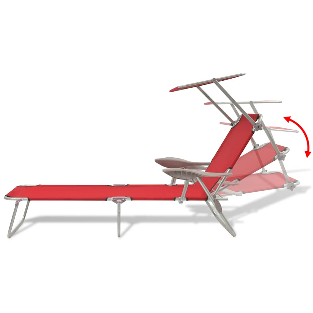 Ligbed met luifel staal rood – afbeelding 5