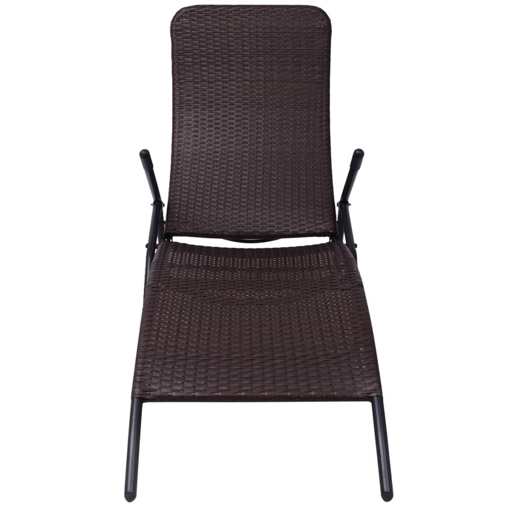 Inklapbaar ligbed poly rattan bruin – afbeelding 2