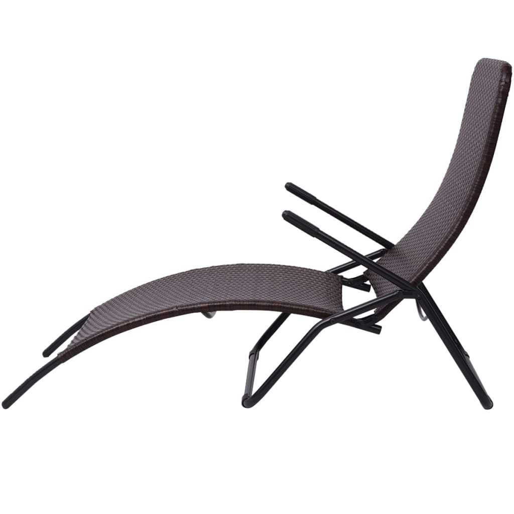 Inklapbaar ligbed poly rattan bruin – afbeelding 3
