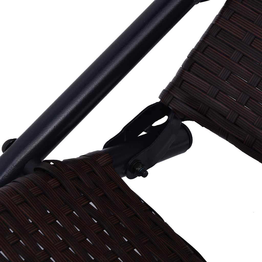 Inklapbaar ligbed poly rattan bruin – afbeelding 5