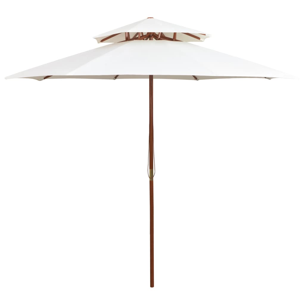 Dubbeldekker parasol 270x270 cm houten paal crèmewit – afbeelding 1