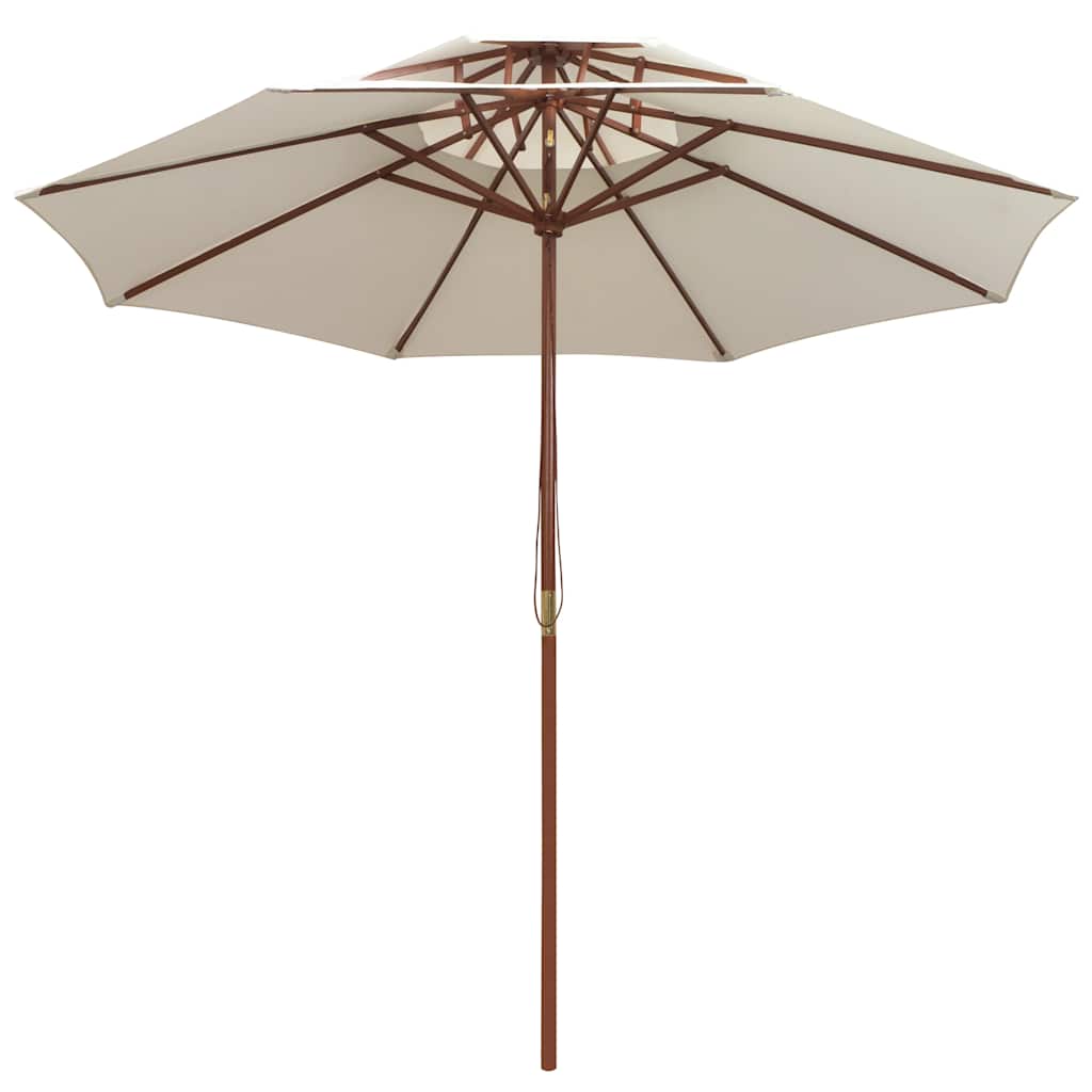 Dubbeldekker parasol 270x270 cm houten paal crèmewit – afbeelding 2