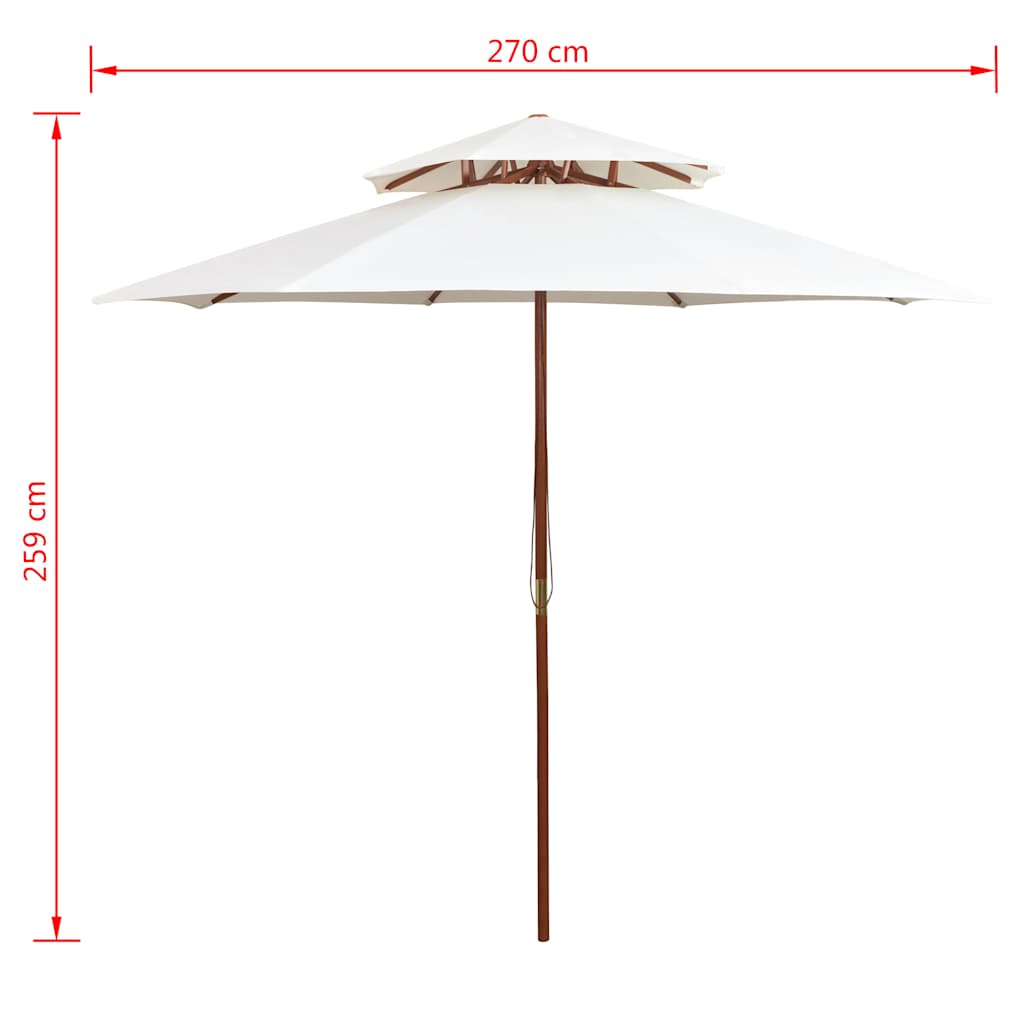 Dubbeldekker parasol 270x270 cm houten paal crèmewit – afbeelding 6