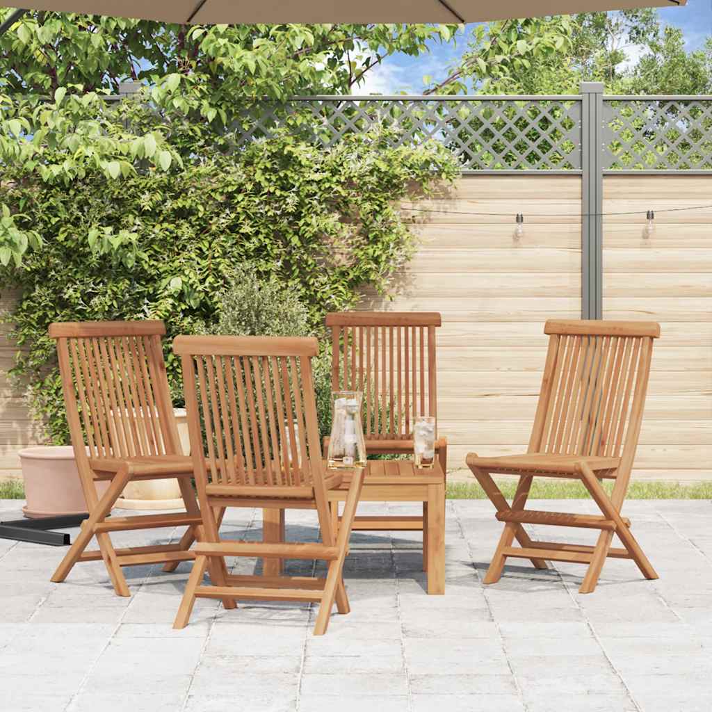 Tuinstoelen inklapbaar 4 st massief teakhout – afbeelding 1