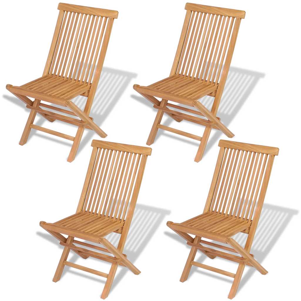 Tuinstoelen inklapbaar 4 st massief teakhout – afbeelding 2