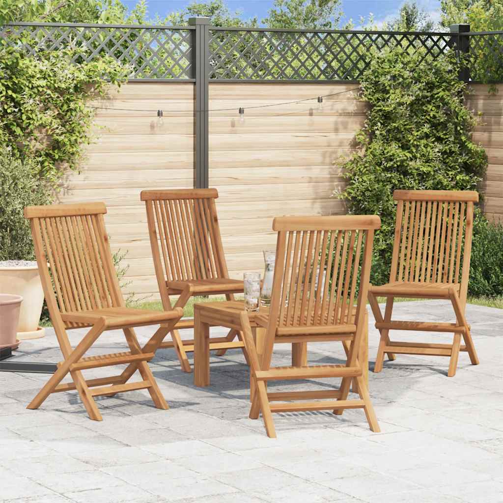 Tuinstoelen inklapbaar 4 st massief teakhout – afbeelding 3