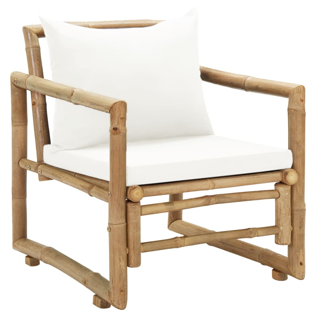 Tuinstoelen 2 st met kussens bamboe – afbeelding 2