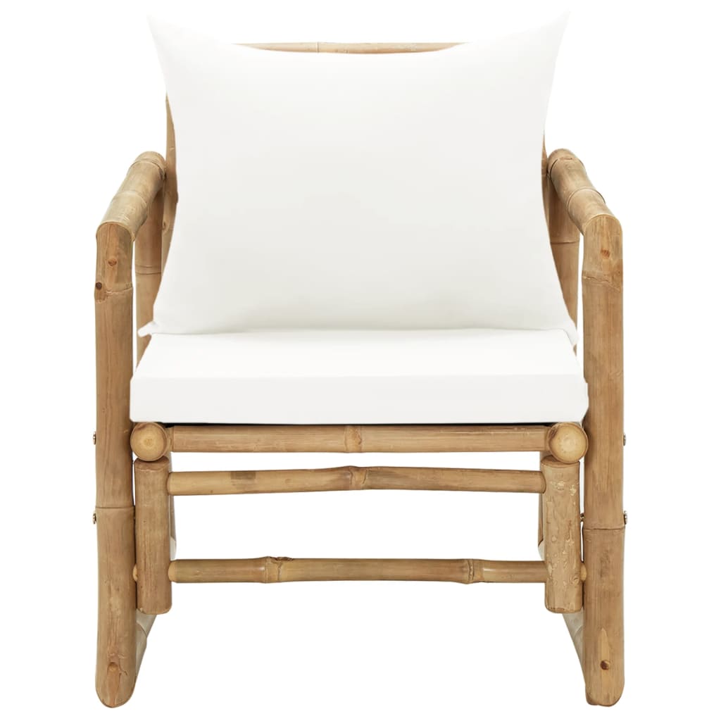 Tuinstoelen 2 st met kussens bamboe – afbeelding 3