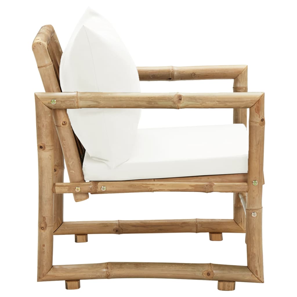 Tuinstoelen 2 st met kussens bamboe – afbeelding 4