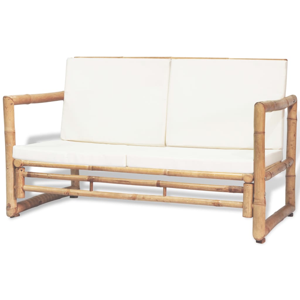 4-delige Loungeset met kussens bamboe – afbeelding 3