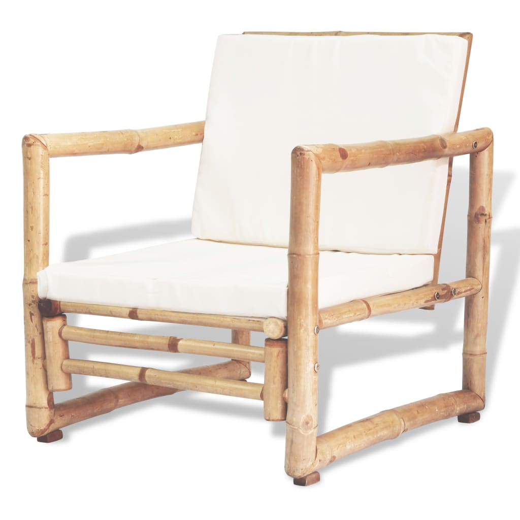 4-delige Loungeset met kussens bamboe – afbeelding 6