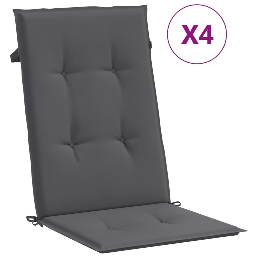 Tuinstoelkussens rugleuning 4 st 120x50x3 cm stof antraciet – afbeelding 2