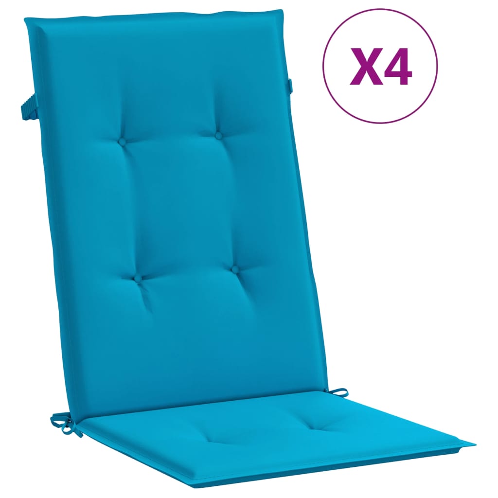 Tuinstoelkussens 4 st hoge rug 120x50x3 cm stof blauw – afbeelding 2