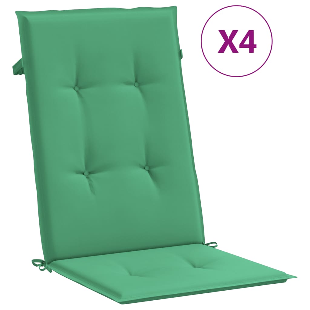 Tuinstoelkussens 4 st hoge rug 120x50x3 cm stof groen – afbeelding 2