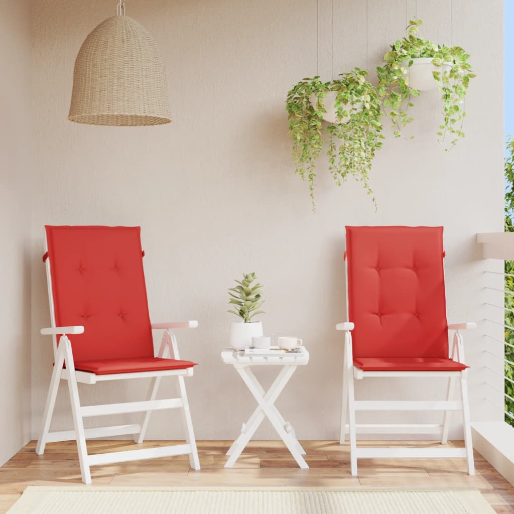 Tuinstoelkussens 2 st hoge rug 120x50x3 cm stof rood