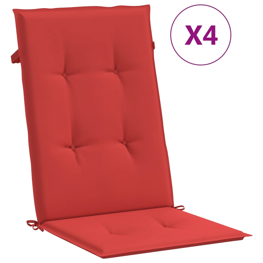 Tuinstoelkussens 4 st hoge rug 120x50x3 cm stof rood – afbeelding 2