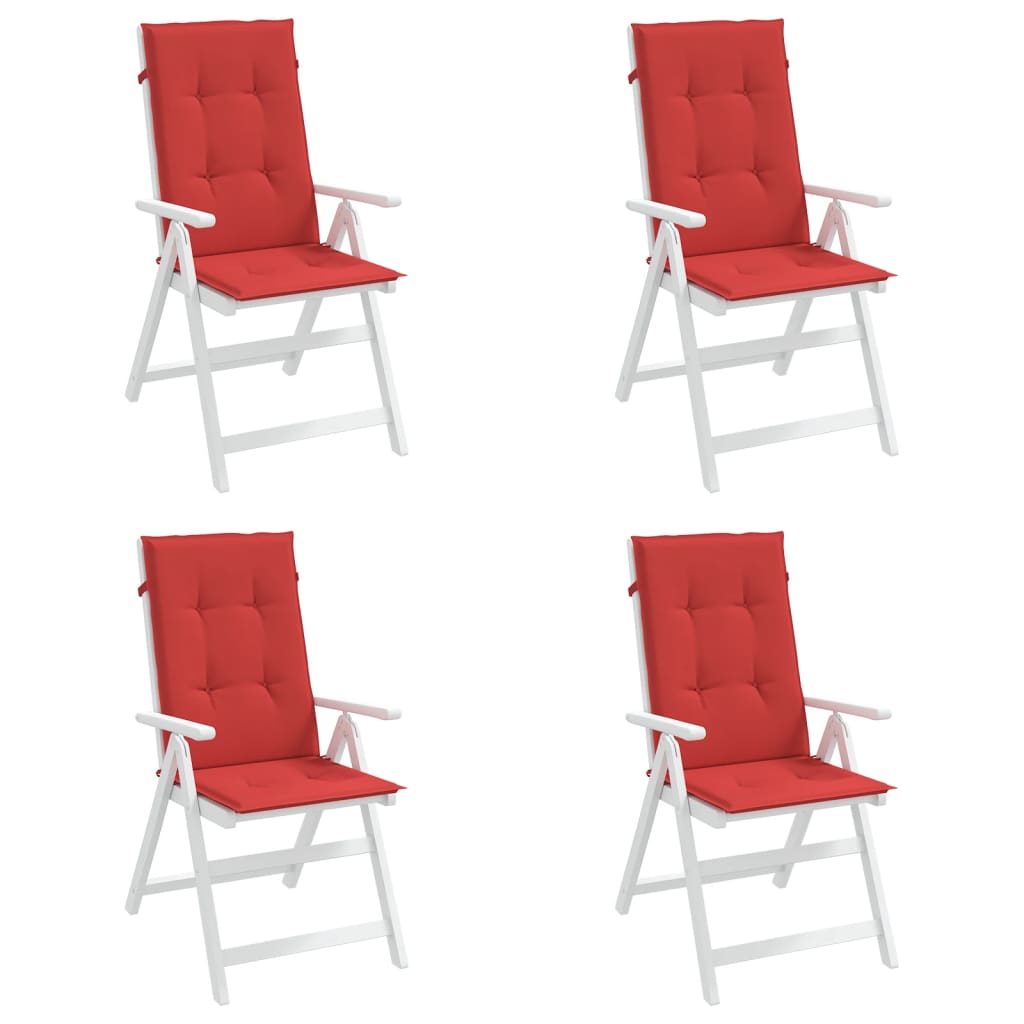 Tuinstoelkussens 4 st hoge rug 120x50x3 cm stof rood – afbeelding 4